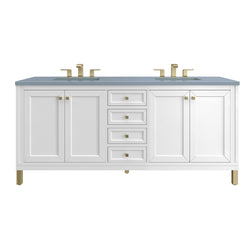 James Martin Chicago 72" Double Vanity, Glossy White - Luxe Bathroom Vanities