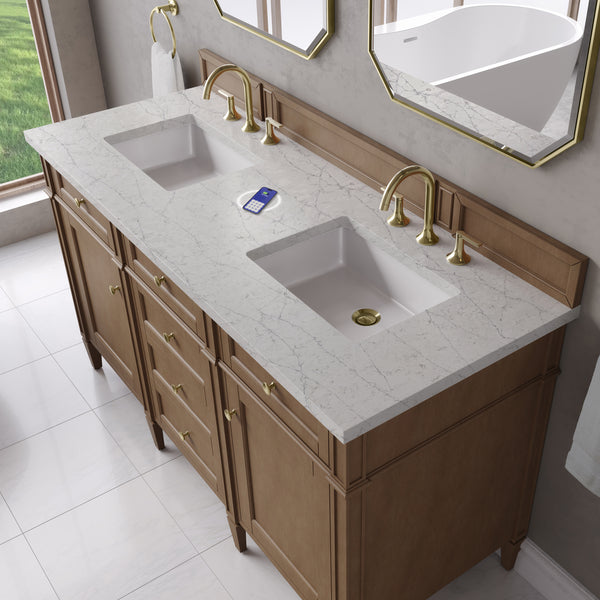 James Martin Brittany 60" Double Vanity with 3 CM Countertop & FreePower Wireless Charger