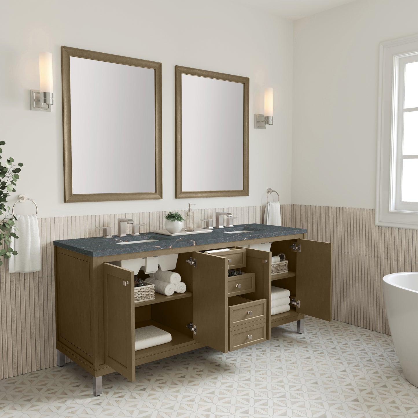 James Martin Chicago 72" Double Vanity with 3 CM Countertop