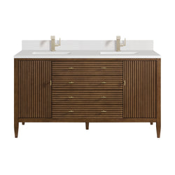James Martin Myrrin 60" Double Vanity with Single Hole 3 CM White Zeus Silestone Top & Backsplash
