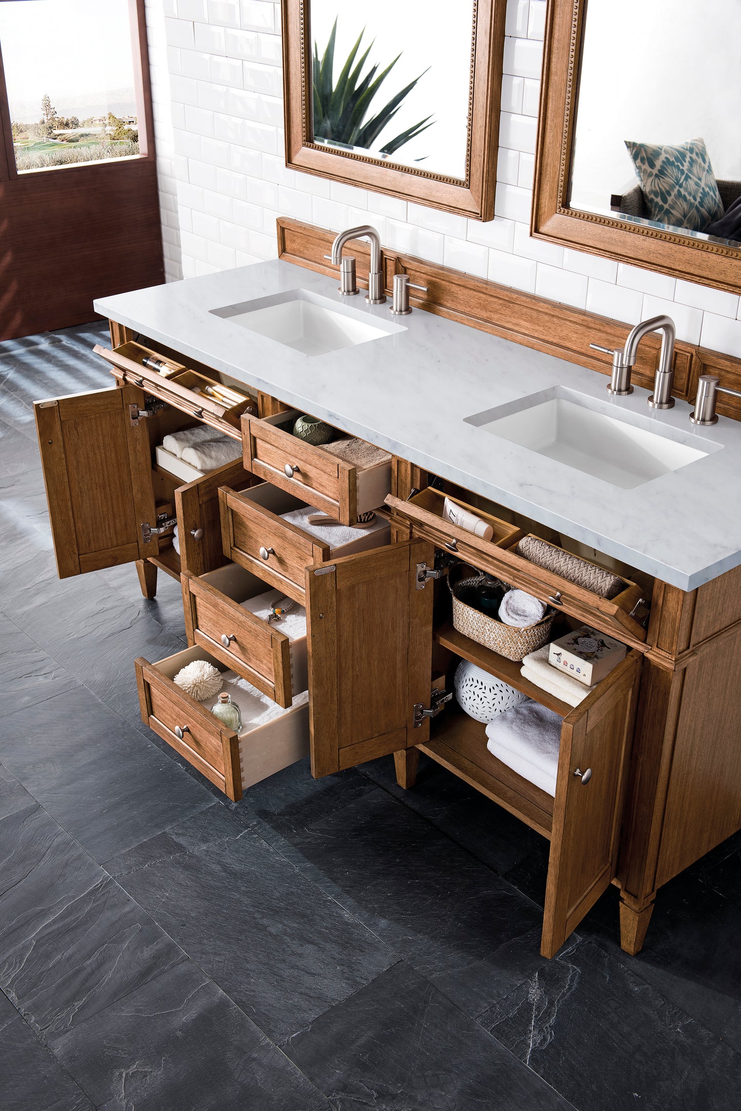 James Martin Brittany 72" Double Vanity with 3 CM Countertop & FreePower Wireless Charger
