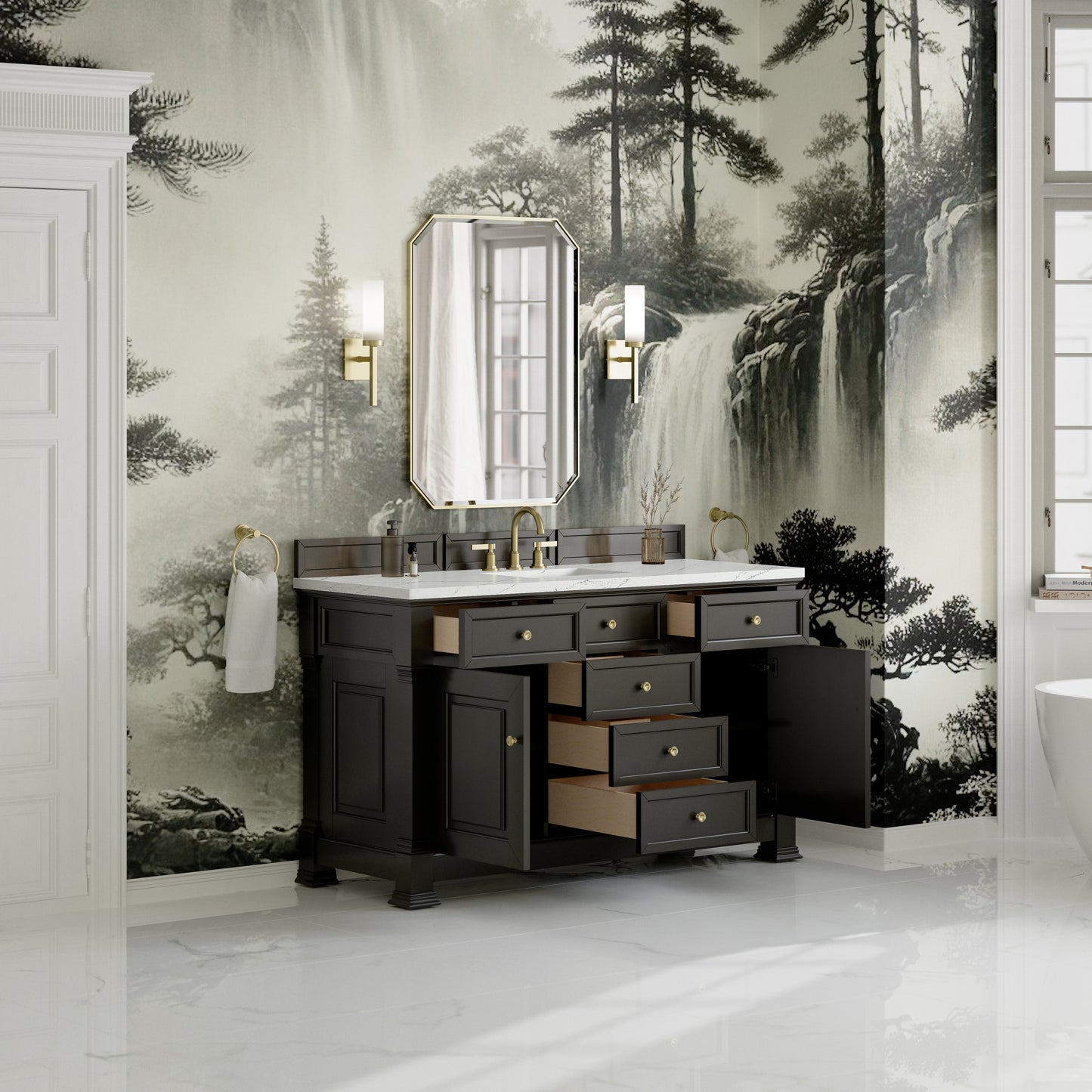 James Martin Brookfield 60" Single Vanity with 3CM Countertop & FreePower Wireless Charger