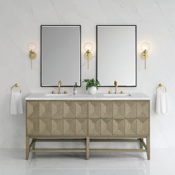 James Martin Emmeline 72" Double Vanity, Pebble Oak with 3CM Top - Luxe Bathroom Vanities