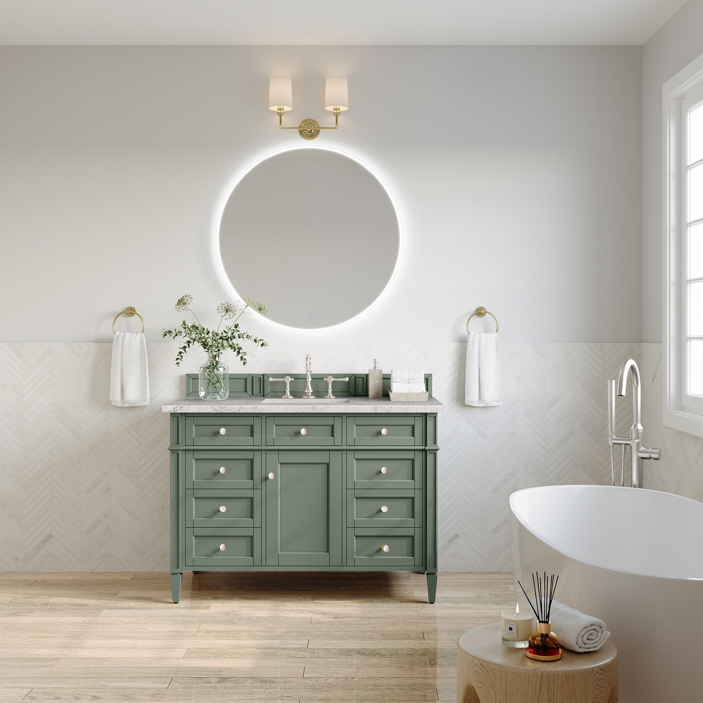 James Martin Brittany 48" Single Vanity with 3 CM Countertop & FreePower Wireless Charger