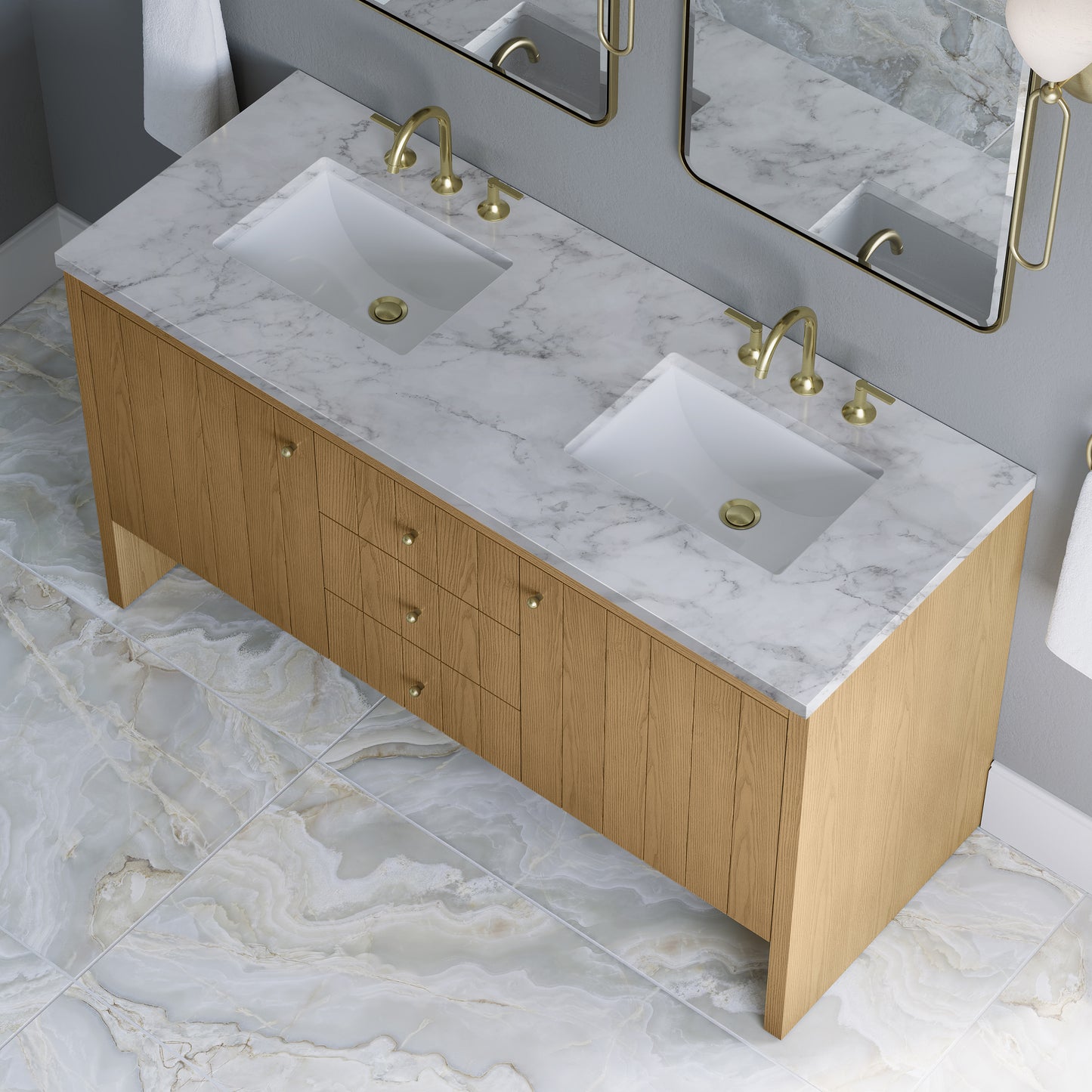 James Martin Hudson 60" Double Vanity with 3 CM Countertop