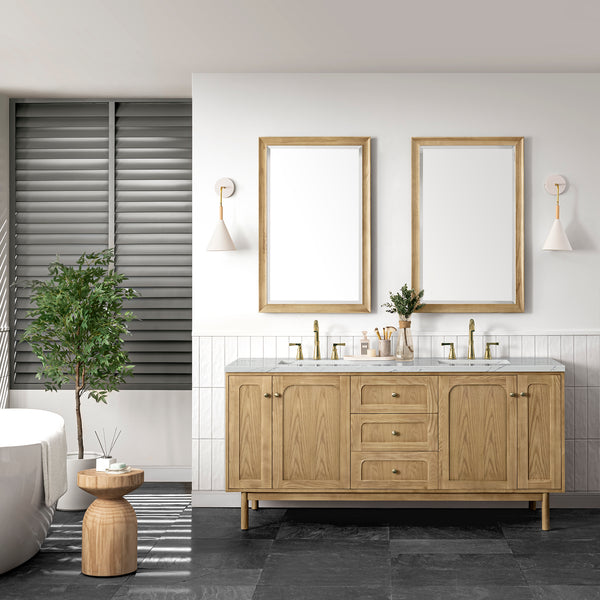 James Martin Laurent 72" Double Vanity with 3 CM Countertop & FreePower Wireless Charger
