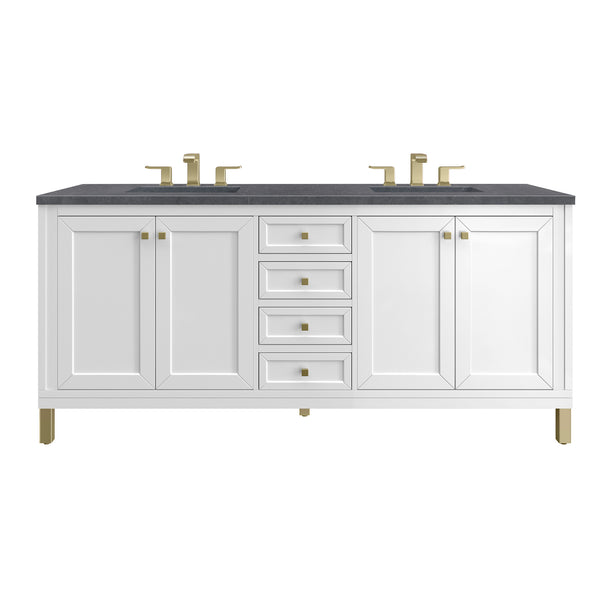 James Martin Chicago 72" Double Vanity, Glossy White - Luxe Bathroom Vanities