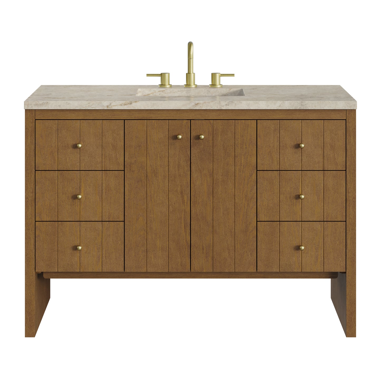 James Martin Hudson 48" Single Vanity Honey Oak w/ 3 CM Countertop & FreePower Wireless Charger