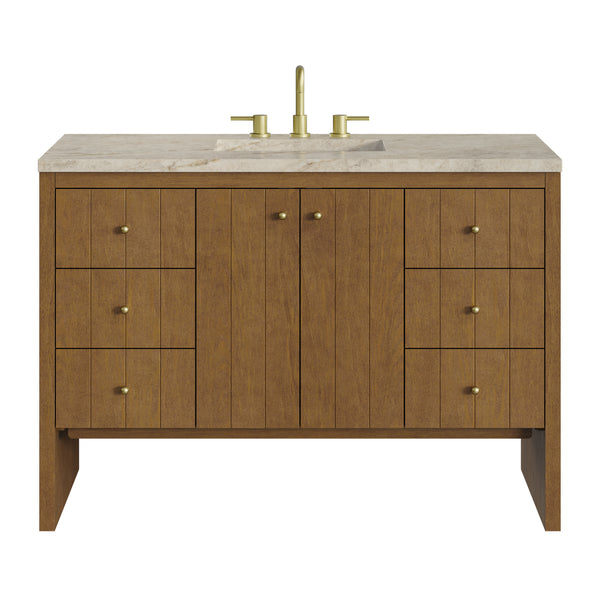 James Martin Hudson 48" Single Vanity Honey Oak w/ 3 CM Countertop & FreePower Wireless Charger
