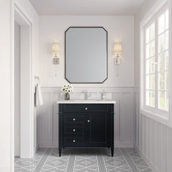 James Martin Brittany 36" Single Vanity with Single Hole 3 CM White Zeus Silestone Top & Backsplash