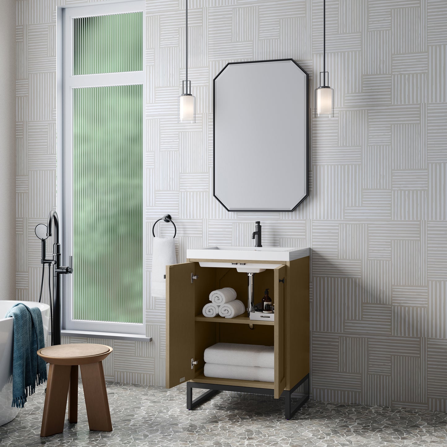 James Martin Chianti Single Vanity with White Glossy Composite Stone Top