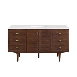 James Martin Amberly 60" Single Vanity, Mid-Century Walnut