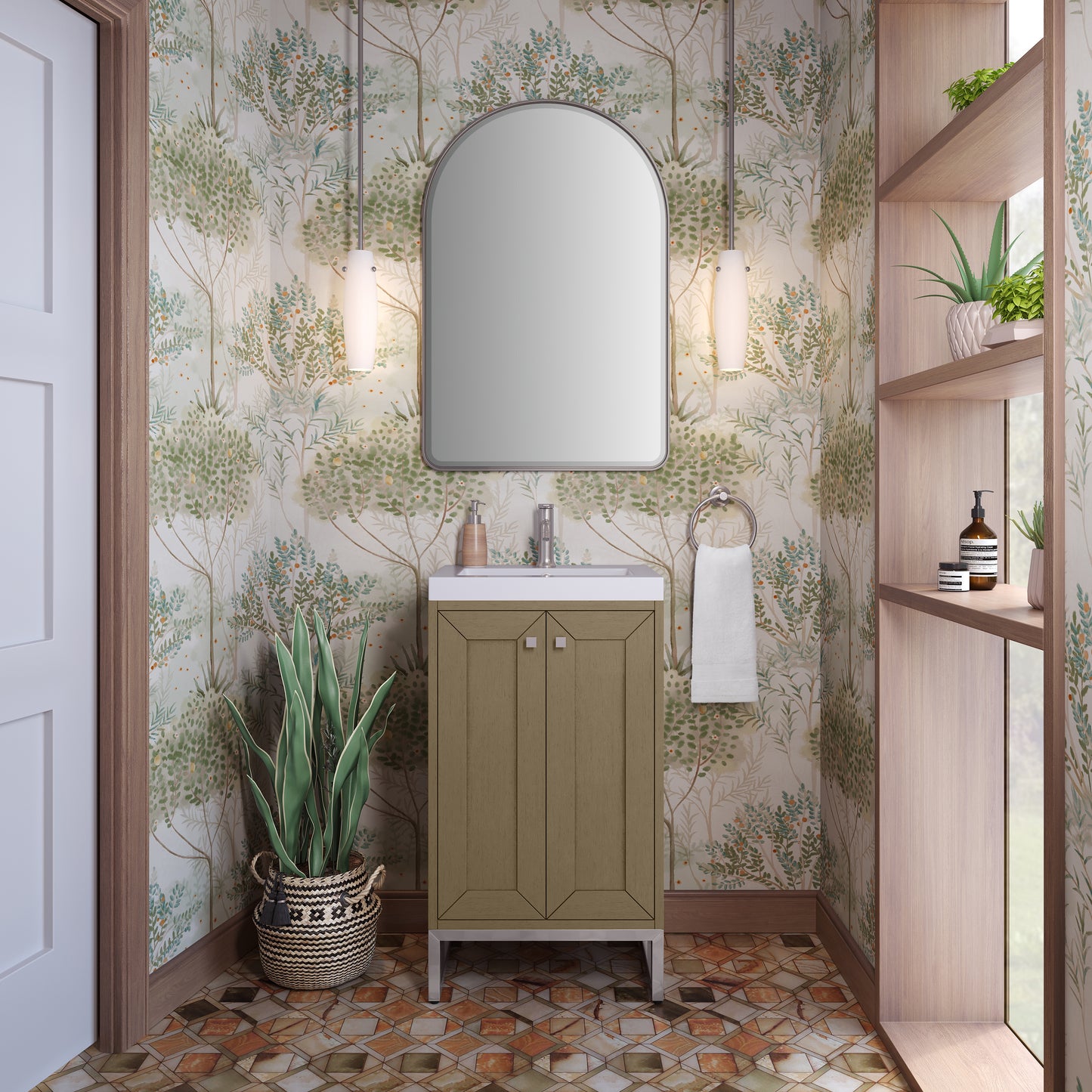 James Martin Chianti Single Vanity with White Glossy Composite Stone Top