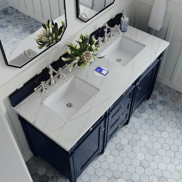 James Martin Brittany 60" Double Vanity with 3 CM Countertop & FreePower Wireless Charger