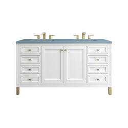 James Martin Chicago 60" Double Vanity, Glossy White - Luxe Bathroom Vanities