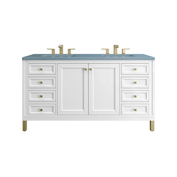 James Martin Chicago 60" Double Vanity, Glossy White - Luxe Bathroom Vanities