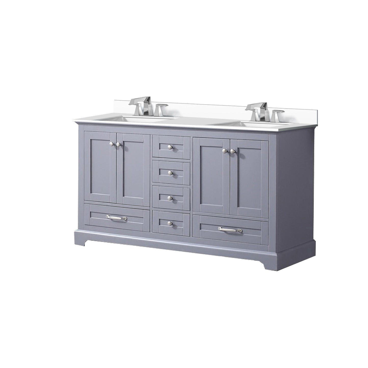 Lexora Collection Dukes 60 inch Double Bath Vanity, Marble Top, and Faucet Set - Luxe Bathroom Vanities