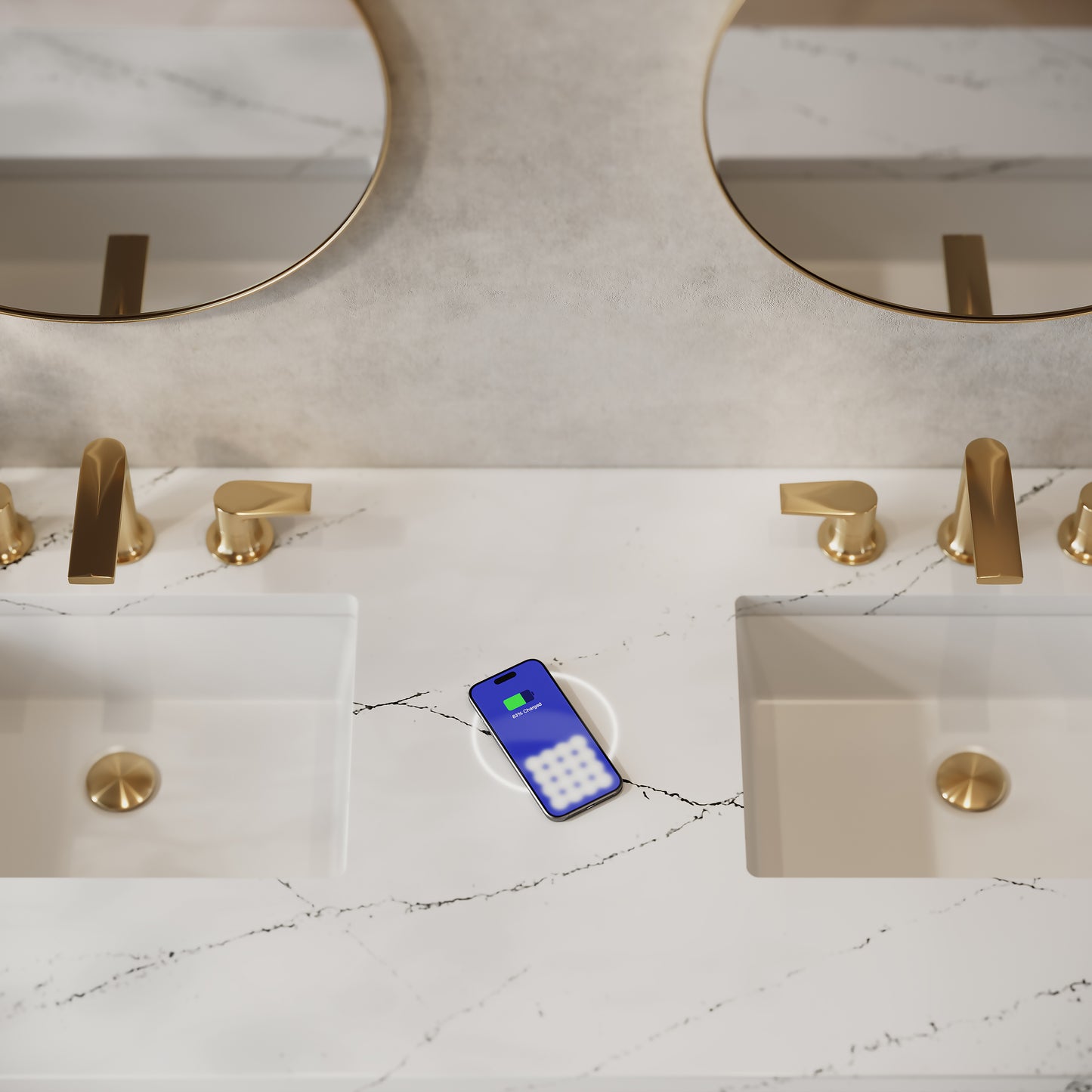 James Martin Laurent 60" Double Vanity with 3 CM Countertop & FreePower Wireless Charger