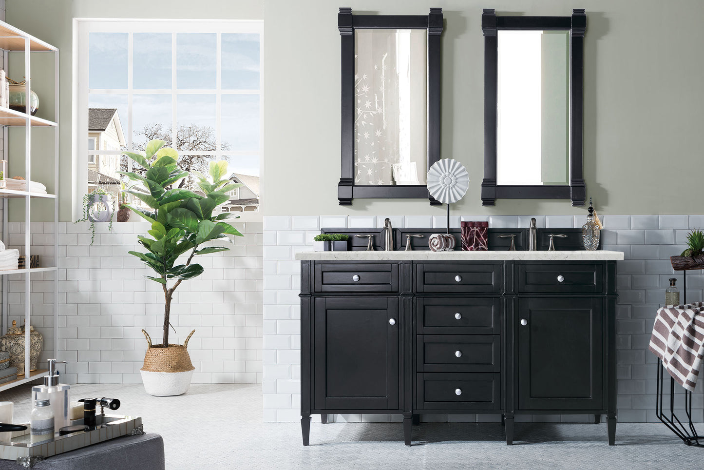 James Martin Brittany 60" Double Vanity with 3 CM Countertop & FreePower Wireless Charger