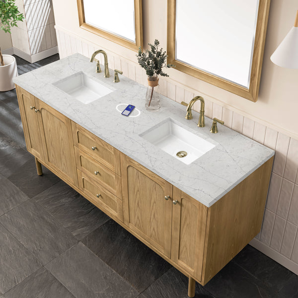 James Martin Laurent 72" Double Vanity with 3 CM Countertop & FreePower Wireless Charger