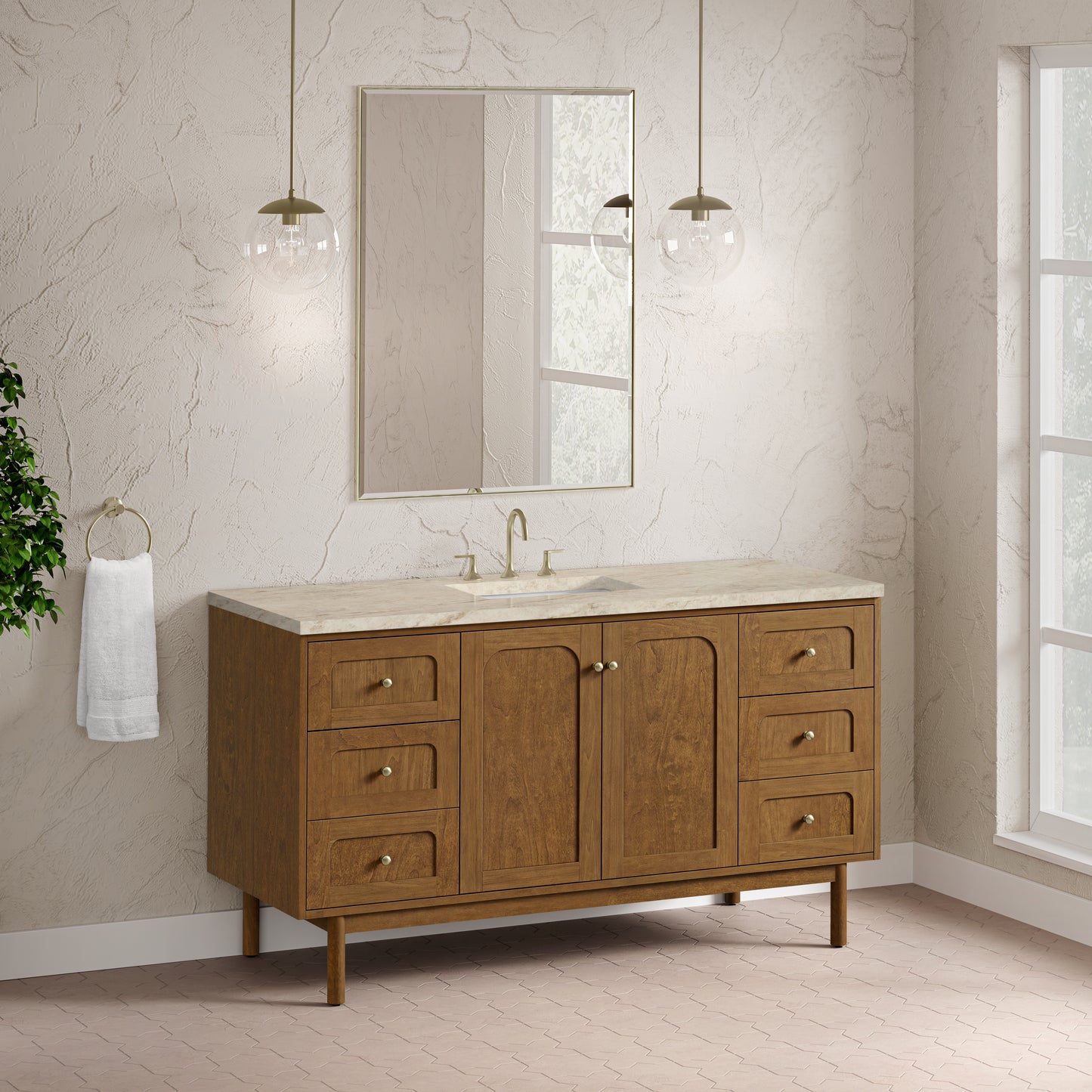 James Martin Laurent 60" Single Vanity with 3 CM Countertop & FreePower Wireless Charger