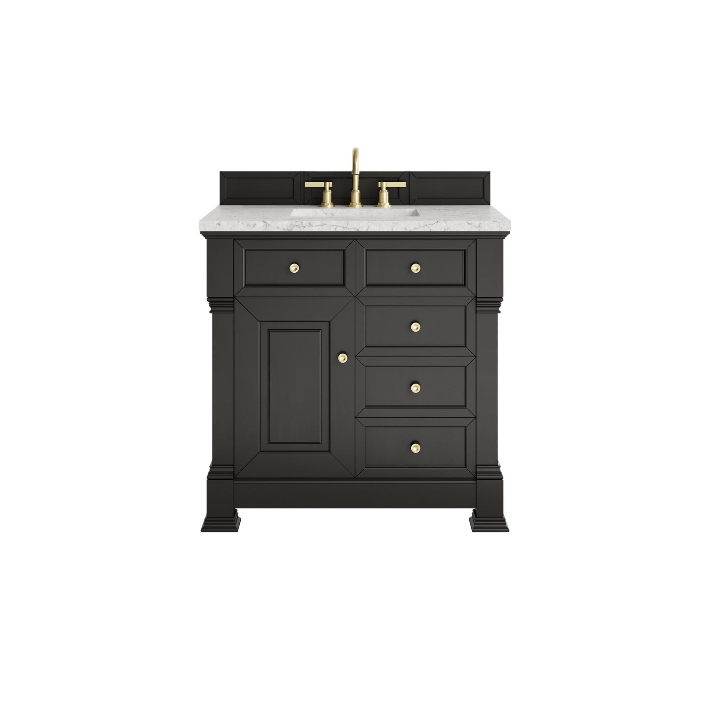 James Martin Brookfield 36" Single Vanity, Black Onyx with 3 CM Countertop - Luxe Bathroom Vanities