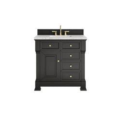 James Martin Brookfield 36" Single Vanity, Black Onyx with 3 CM Countertop - Luxe Bathroom Vanities