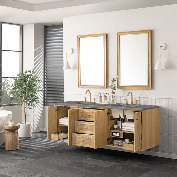 James Martin Laurent 72" Double Vanity, Light Natural Oak