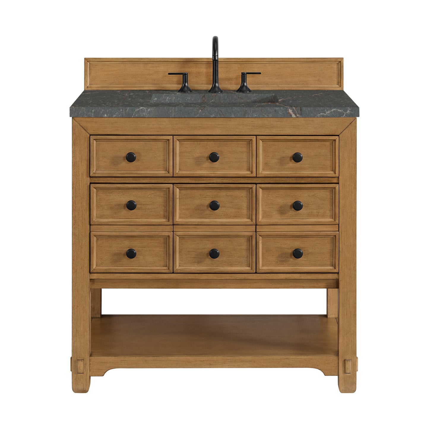 James Martin Malibu 36" Single Vanity, Amber Birch w/ 3 CM Counter Top - Luxe Bathroom Vanities
