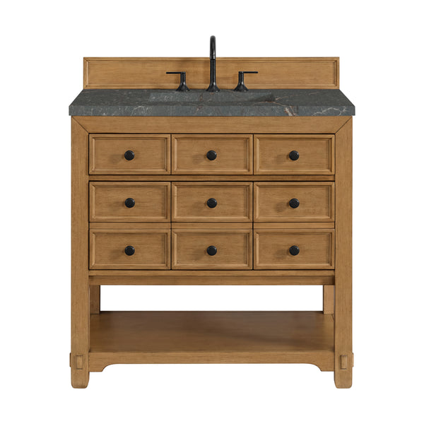 James Martin Malibu 36" Single Vanity, Amber Birch w/ 3 CM Counter Top - Luxe Bathroom Vanities