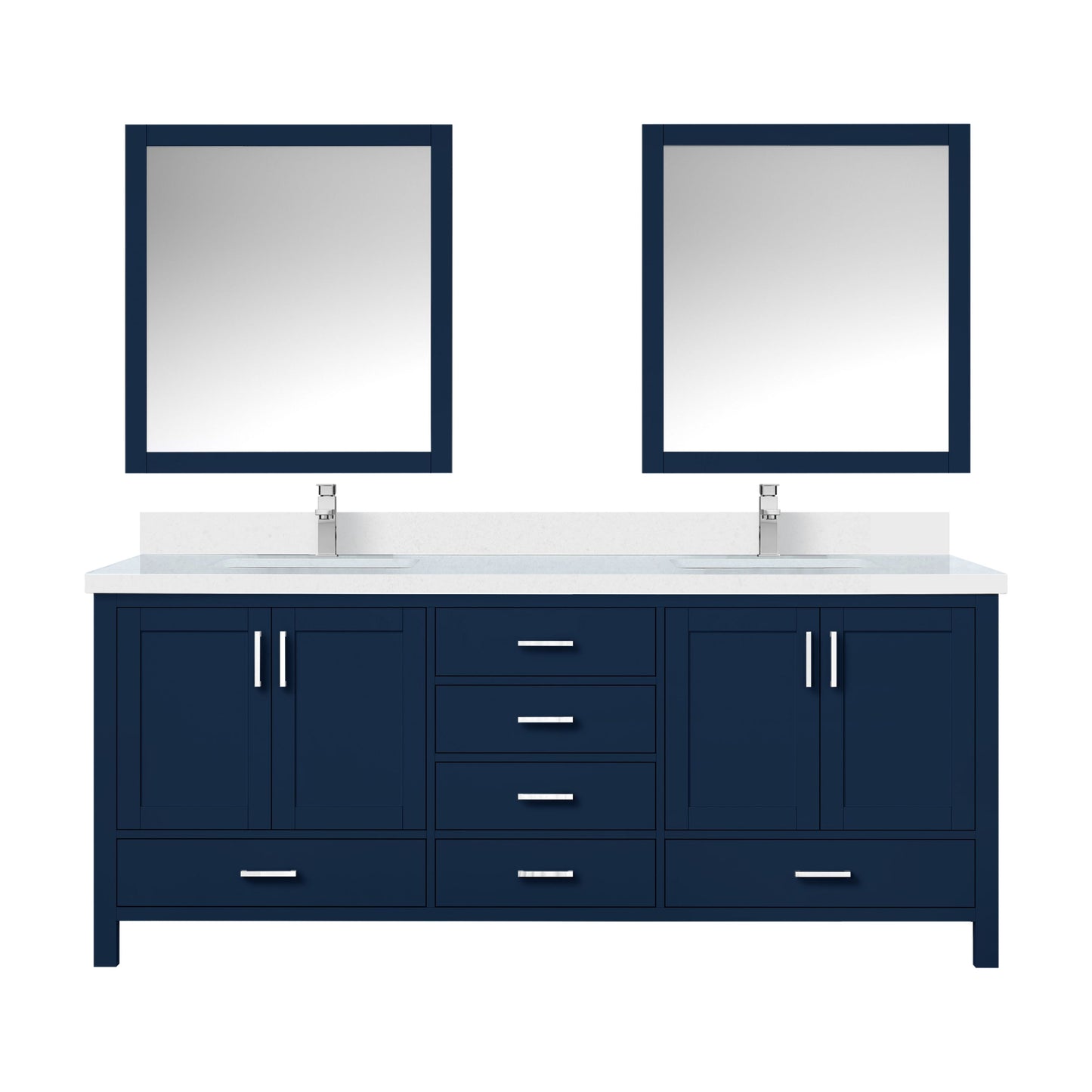 Lexora Collection Jacques 80 inch Double Bath Vanity, Top, Faucet Set, and 30 inch Mirrors - Luxe Bathroom Vanities