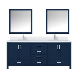 Lexora Collection Jacques 80 inch Double Bath Vanity, Top, Faucet Set, and 30 inch Mirrors - Luxe Bathroom Vanities