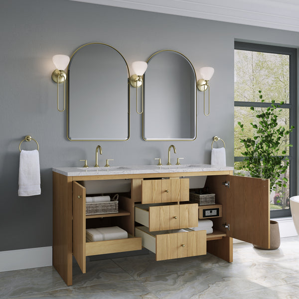 James Martin Hudson 60" Double Vanity with 3 CM Countertop & FreePower Wireless Charger
