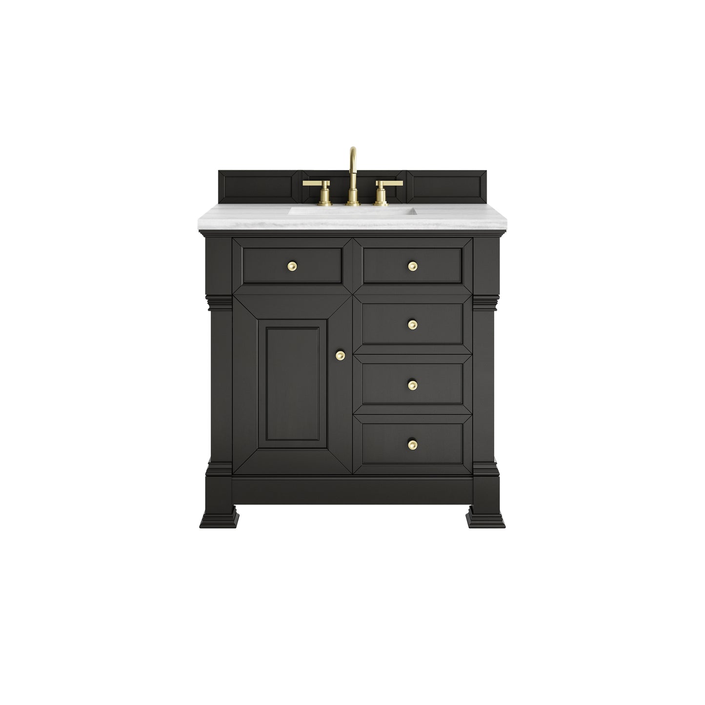 James Martin Brookfield 36" Single Vanity, Black Onyx with 3 CM Countertop - Luxe Bathroom Vanities