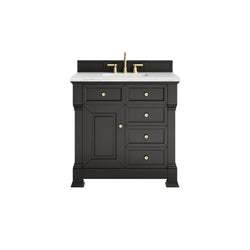 James Martin Brookfield 36" Single Vanity, Black Onyx with 3 CM Countertop - Luxe Bathroom Vanities