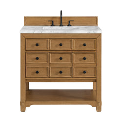 James Martin Malibu 36" Single Vanity, Amber Birch w/ 3 CM Counter Top - Luxe Bathroom Vanities
