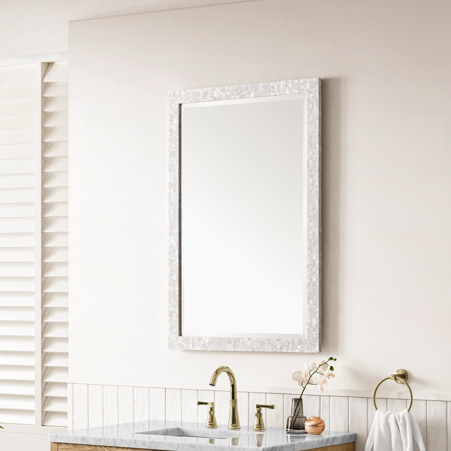 James Martin Callie 26" Mirror, White Mother of Pearl - Luxe Bathroom Vanities