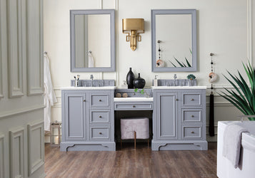 James Martin De Soto 82" Double Vanity Set with White Zeus Quartz 3CM Top - Luxe Bathroom Vanities