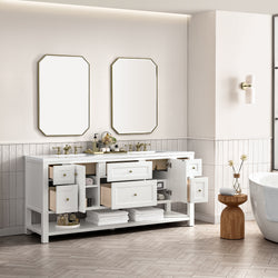 James Martin Breckenridge 72" Double Vanity, Bright White - Luxe Bathroom Vanities