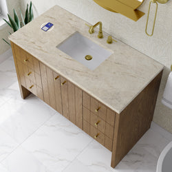 James Martin Hudson 48" Single Vanity Honey Oak w/ 3 CM Countertop & FreePower Wireless Charger
