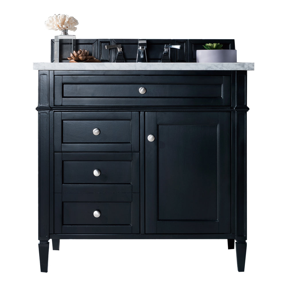 James Martin Brittany 36" Single Vanity, Black Onyx with 3CM Top - Luxe Bathroom Vanities