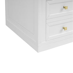 James Martin Chicago 60" Double Vanity with Single Hole 3CM White Zeus Silestone Top & Backsplash