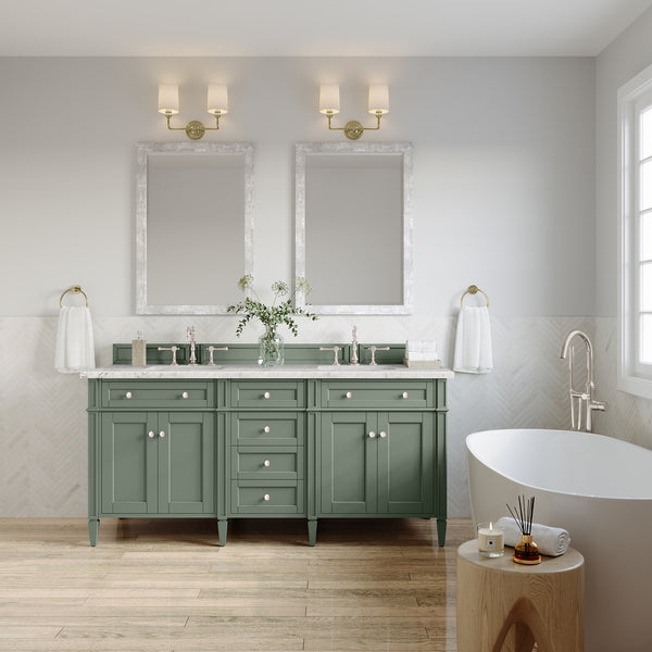 James Martin Brittany 72" Double Vanity with 3 CM Countertop & FreePower Wireless Charger