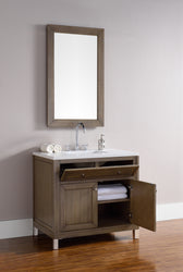 James Martin Chicago 36" Whitewashed Walnut Single Vanity with 3 CM Countertop - Luxe Bathroom Vanities