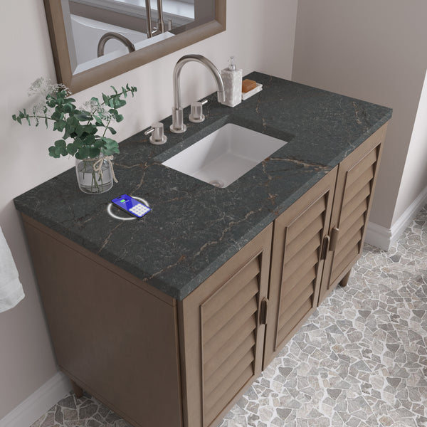 James Martin Portland 48" Single Vanity Whitewashed Walnut with 3 CM Countertop & FreePower Wireless Charger