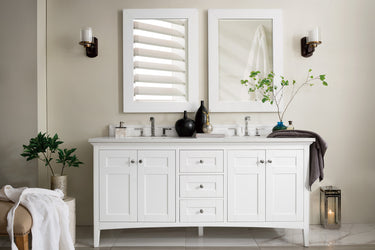 James Martin Palisades 60" Bright White Single Vanity with 3 CM Countertop - Luxe Bathroom Vanities