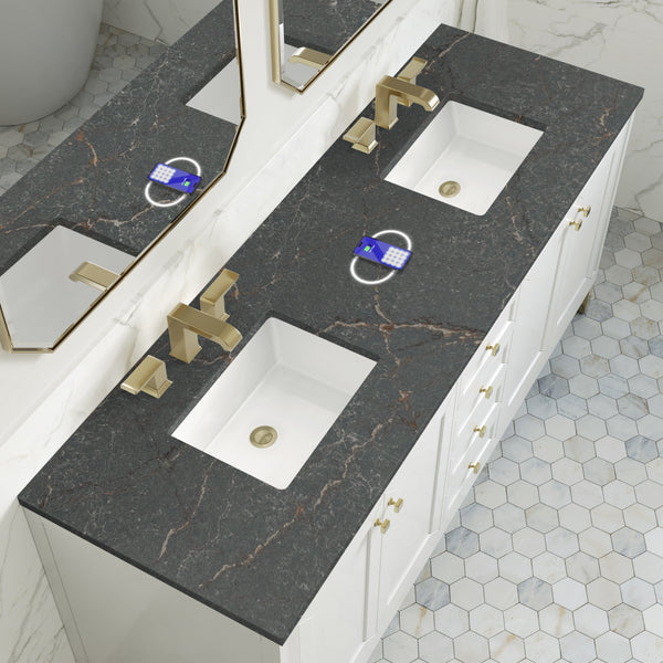 James Martin Chicago 72" Double Vanity with 3 CM Countertop & FreePower Wireless Charger