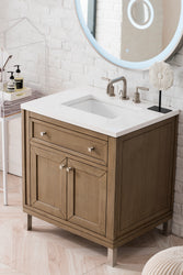 James Martin Chicago 30" Whitewashed Walnut Single Vanity with 3 CM Countertop - Luxe Bathroom Vanities