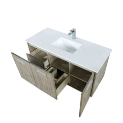 Lexora Collection Fairbanks 48 inch Rustic Acacia Bath Vanity, Cultured Marble Top and Faucet Set - Luxe Bathroom Vanities
