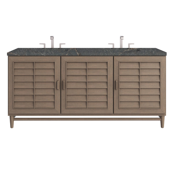 James Martin Portland 72" Double Vanity Whitewashed Walnut with 3 CM Countertop & FreePower Wireless Charger